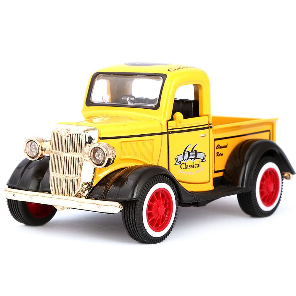 Friction Vintage Metal Car - Yellow, Kids, Non-Remote Control, Chase Value, Chase Value
