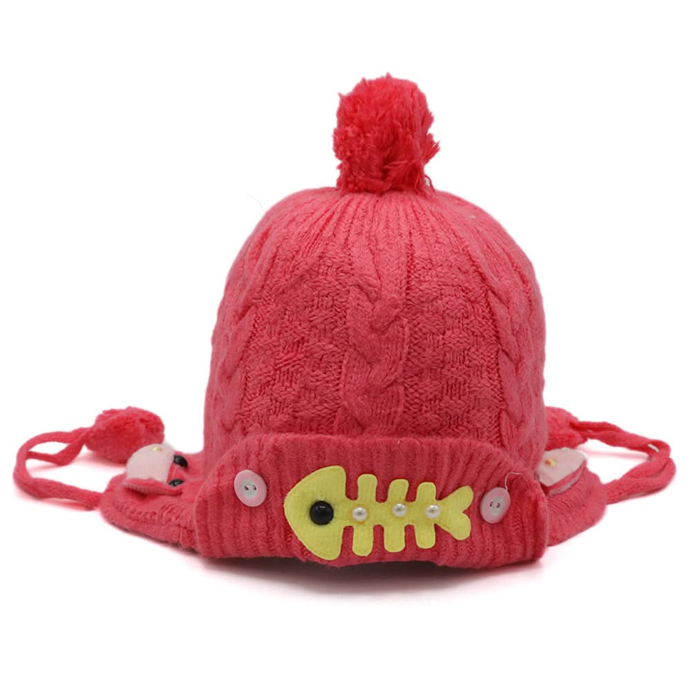 Kids Woolen Cap - Dark Pink, Girls Caps & Gloves, Chase Value, Chase Value