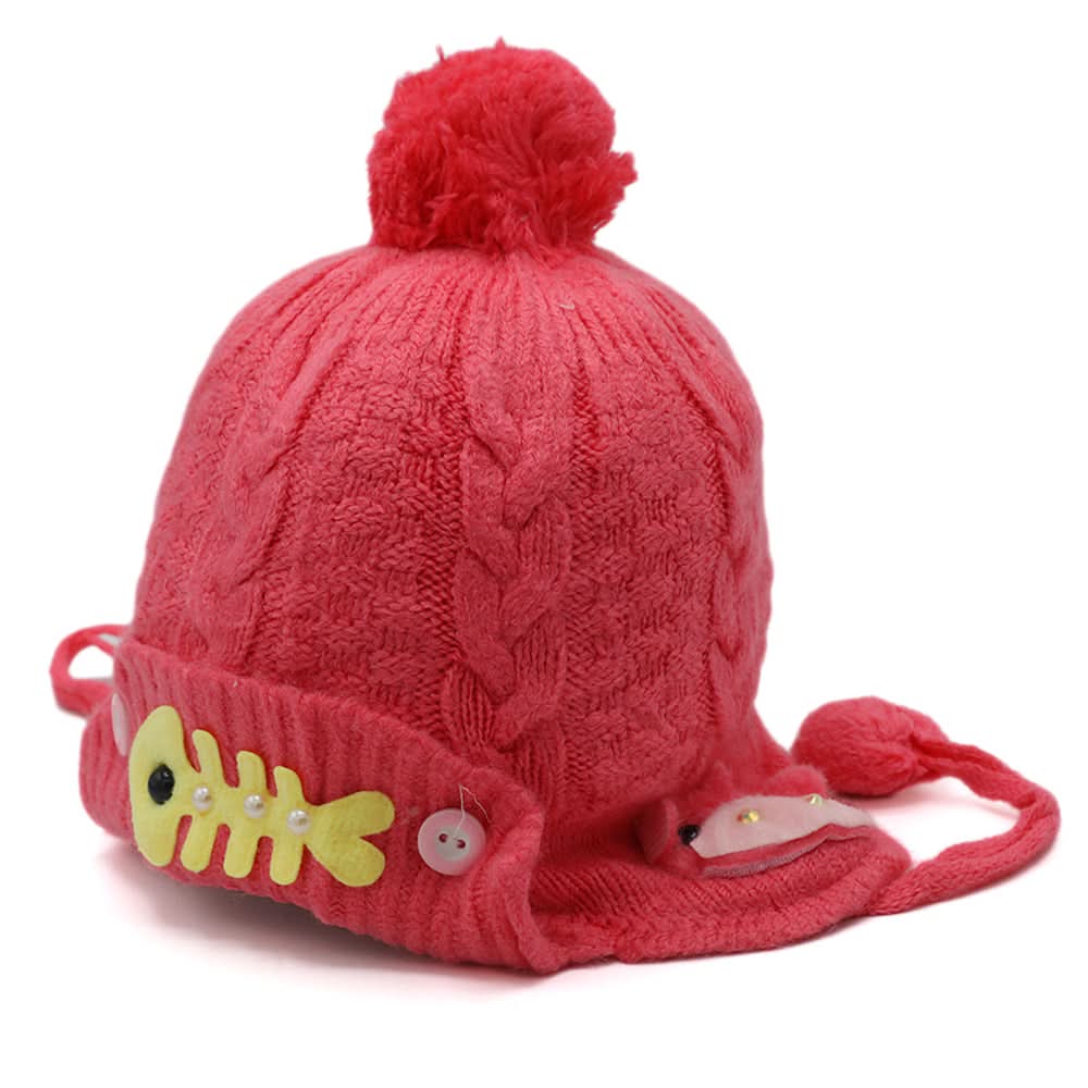 Kids Woolen Cap - Dark Pink, Girls Caps & Gloves, Chase Value, Chase Value