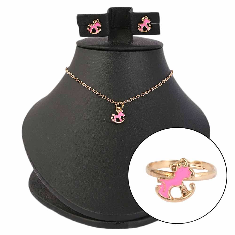 Girls Locket Set - Dark Pink, Kids, Jewellery Sets, Chase Value, Chase Value