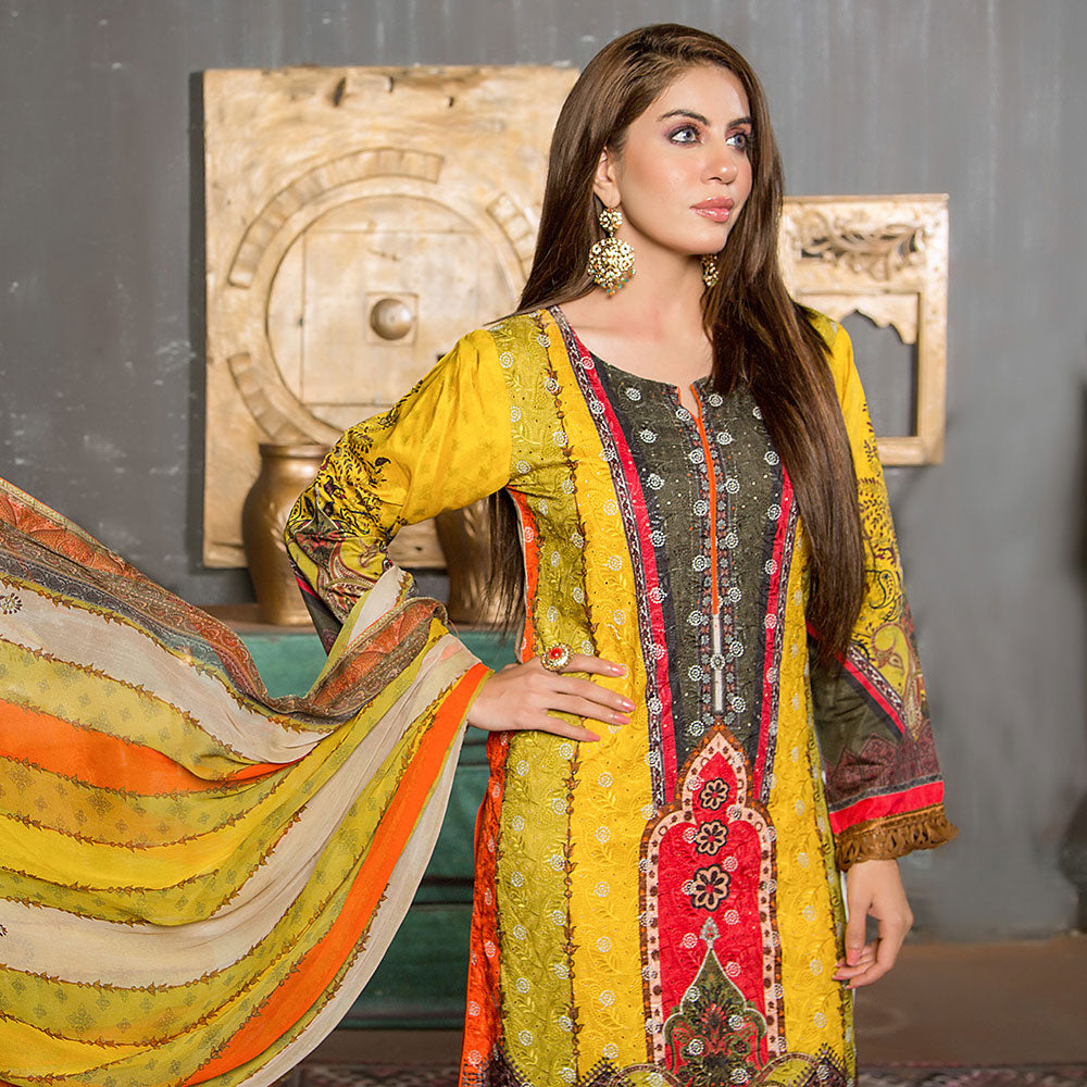 Eminent Viscose Chicken Kari 3 Pcs Un-Stitched Suit - 1, Women, 3Pcs Shalwar Suit, Eminent, Chase Value