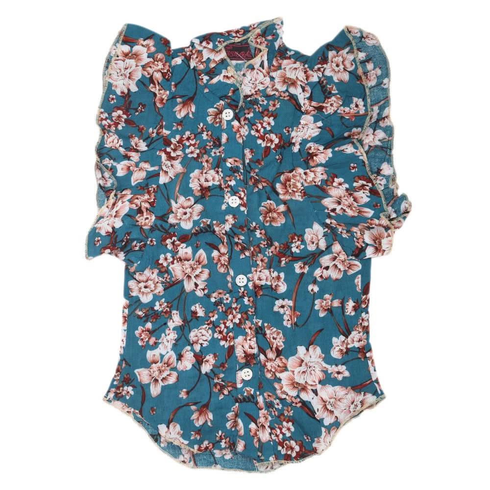Girls Woven Half Sleeves Top - Steel Blue, Kids, Tops, Chase Value, Chase Value