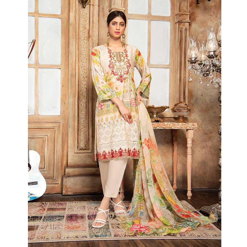 Zaarish Embroidered Unstitched 3Pcs Suit - Ekr-2841, Women, 3Pcs Shalwar Suit, Rana Arts, Chase Value