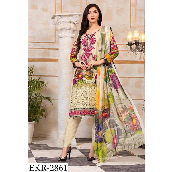 Floriani Viscose ChickenKari Embroidered Unstitched 3Pcs Suit - EKR-2861, Women, 3Pcs Shalwar Suit, Rana Arts, Chase Value
