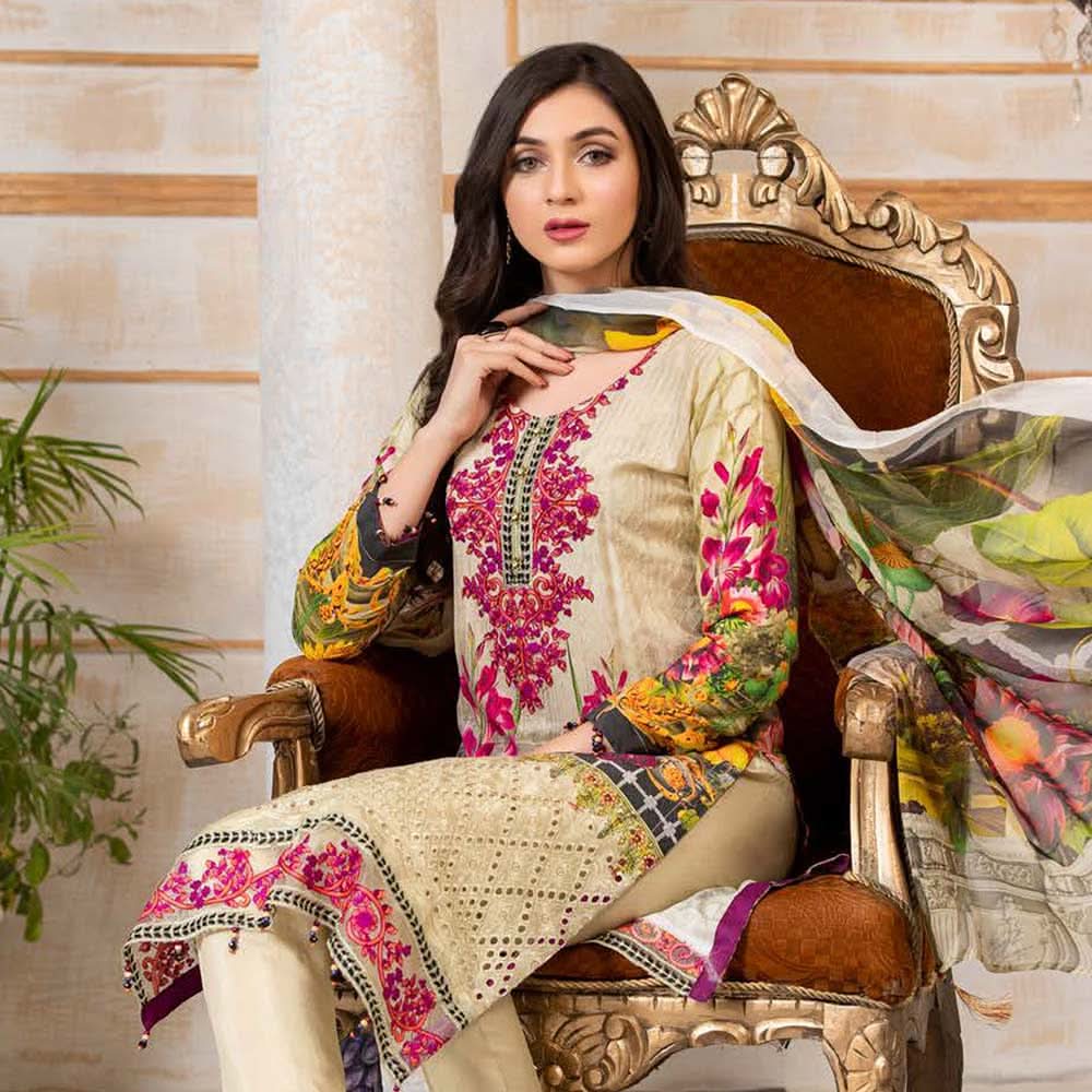 Floriani Viscose ChickenKari Embroidered Unstitched 3Pcs Suit - EKR-2861, Women, 3Pcs Shalwar Suit, Rana Arts, Chase Value