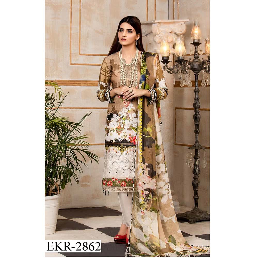 Floriani Viscose ChickenKari Embroidered Unstitched 3Pcs Suit - EKR-2862, Women, 3Pcs Shalwar Suit, Rana Arts, Chase Value
