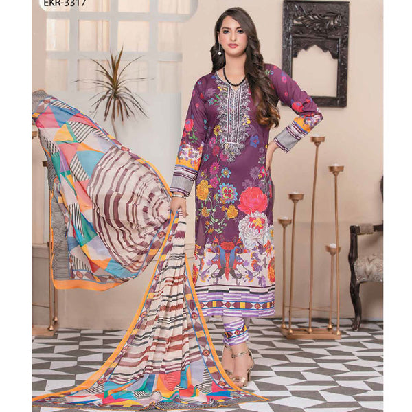 Bin Hameed Mahrush Embroidered Un-Stitched 3Pcs Suit - EKR-3317, Women, 3Pcs Shalwar Suit, Rana Art, Chase Value