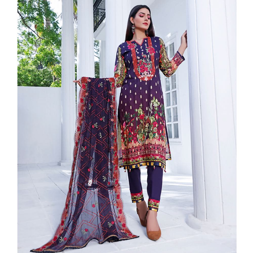 RA Emerald Jacquard Broshia Lawn 3 Pcs Un-Stitched Suit - 6, Women, 3Pcs Shalwar Suit, Rana Arts, Chase Value