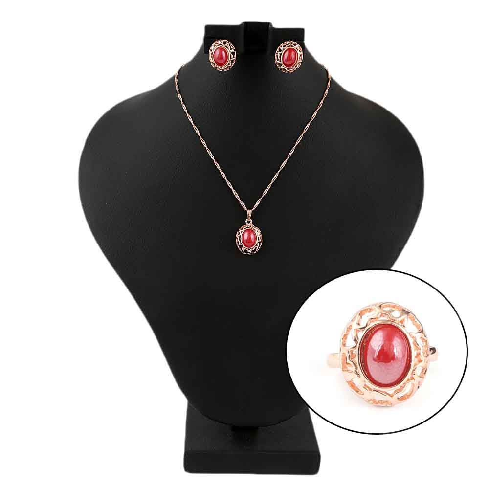 Women's Fancy Locket Set - Golden - Red - test-store-for-chase-value