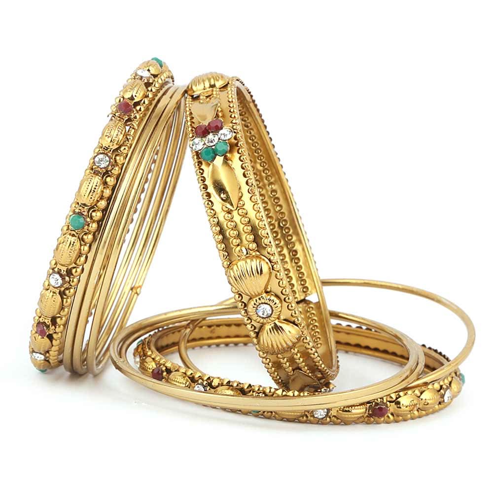 Women's Fancy Bangles 9 Pcs - Golden - test-store-for-chase-value