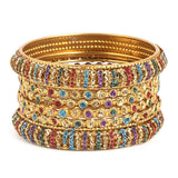 Girl's Fancy Bangles 6 Pcs - Golden - Multi - test-store-for-chase-value