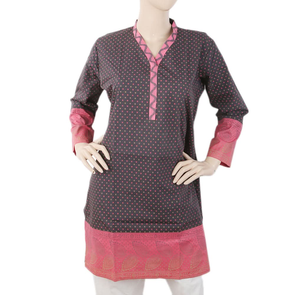 Women's Printed Cotton Kurti - Dark Purple, Women, Ready Kurtis, Chase Value, Chase Value
