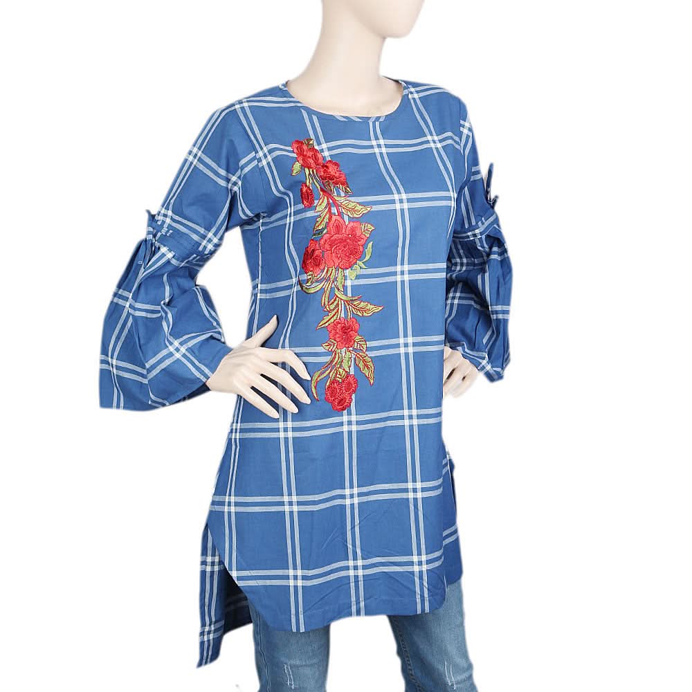 Women's Embroidered Kurti - Blue, Women, Ready Kurtis, Chase Value, Chase Value