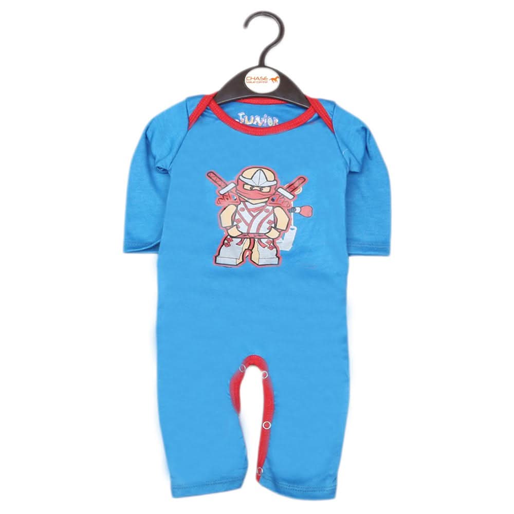 Newborn Boys Full Sleeves Romper - Steel Blue, Kids, NB Boys Rompers, Chase Value, Chase Value