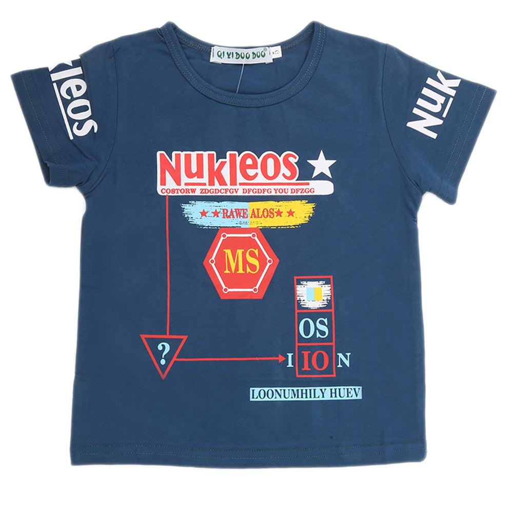 Boys Half Sleeves T-Shirt - Steel Blue, Kids, Boys T-Shirts, Chase Value, Chase Value