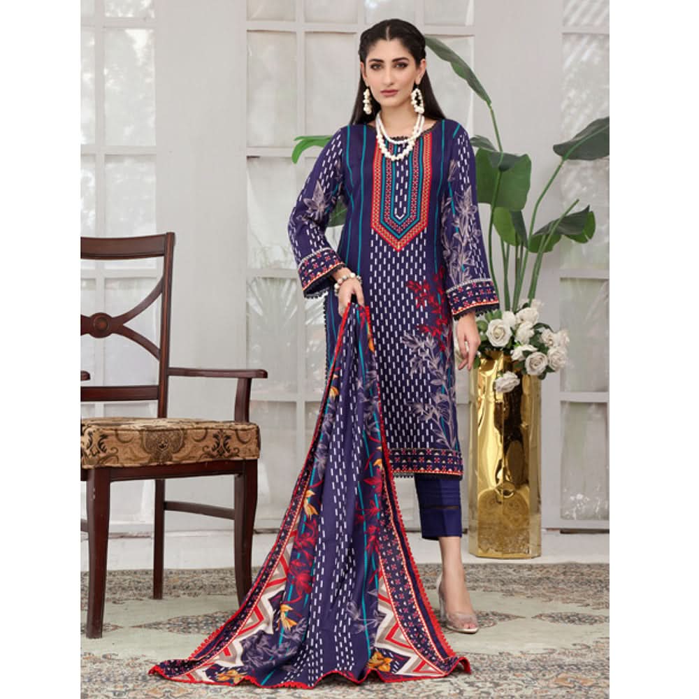 Erum Misha Cotton Unstitched 3Pcs Suit V1 - 06, Women, 3Pcs Shalwar Suit, Erum Misha, Chase Value