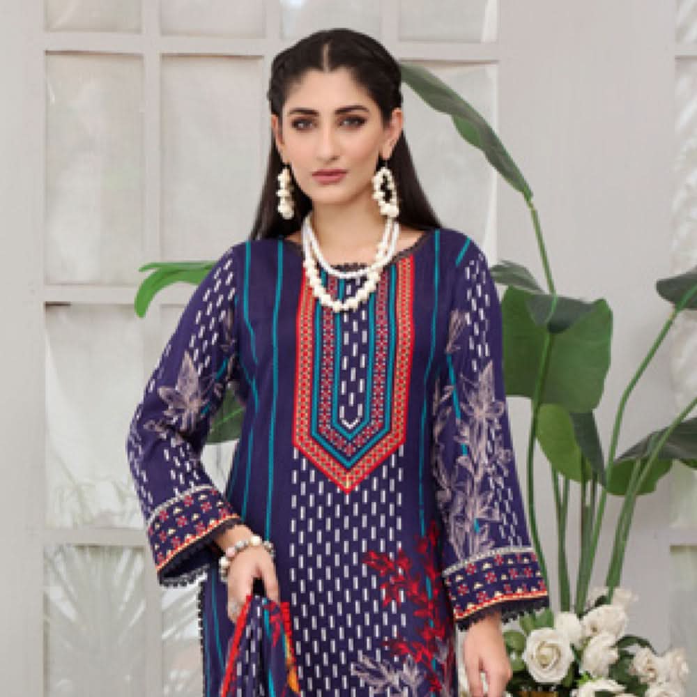 Erum Misha Cotton Unstitched 3Pcs Suit V1 - 06, Women, 3Pcs Shalwar Suit, Erum Misha, Chase Value
