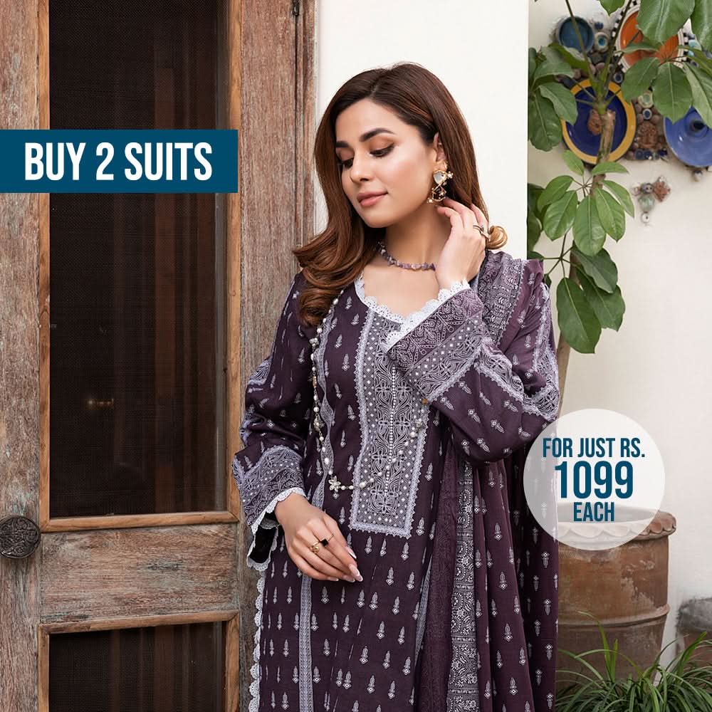 Erum Misha Lawn Printed 3 Pcs Un-Stitched Suit V-4 - B4, Women, 3Pcs Shalwar Suit, Erum Misha, Chase Value