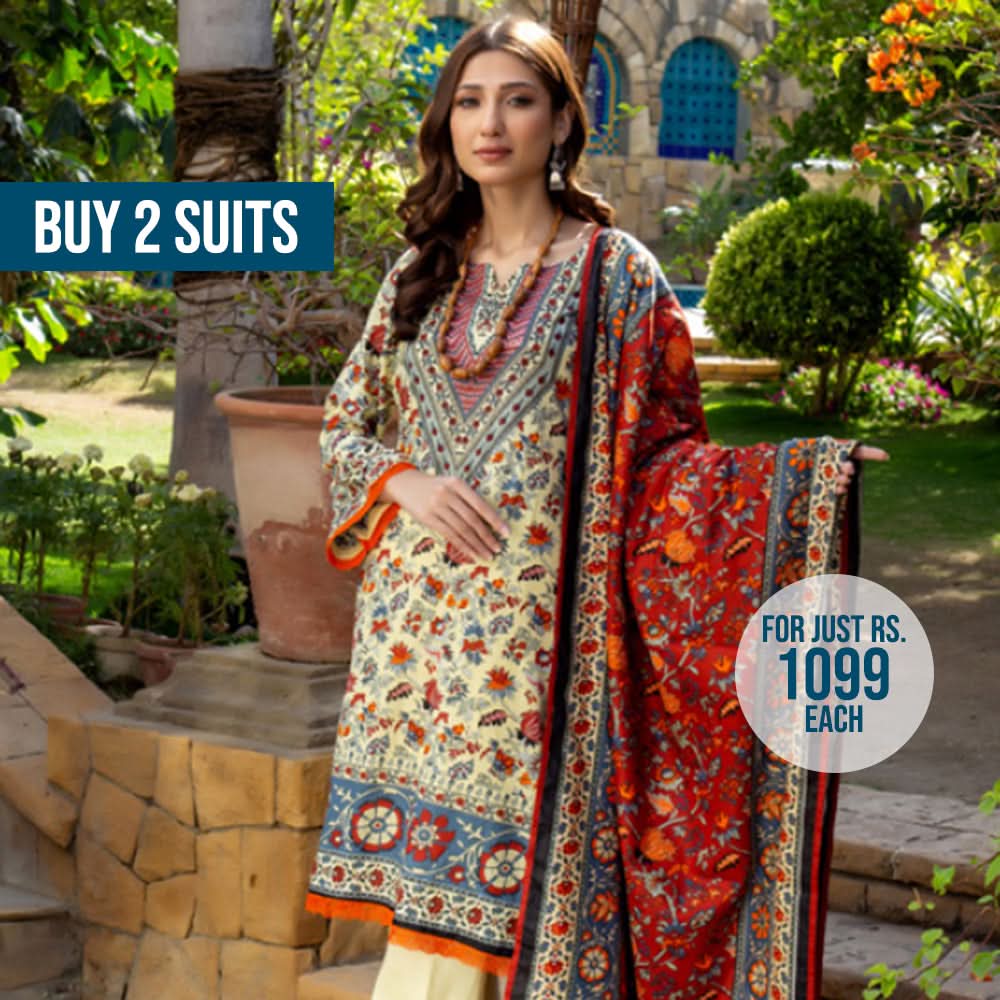 Erum Misha Lawn Printed 3 Pcs Un-Stitched Suit V-4 - B9, Women, 3Pcs Shalwar Suit, Erum Misha, Chase Value