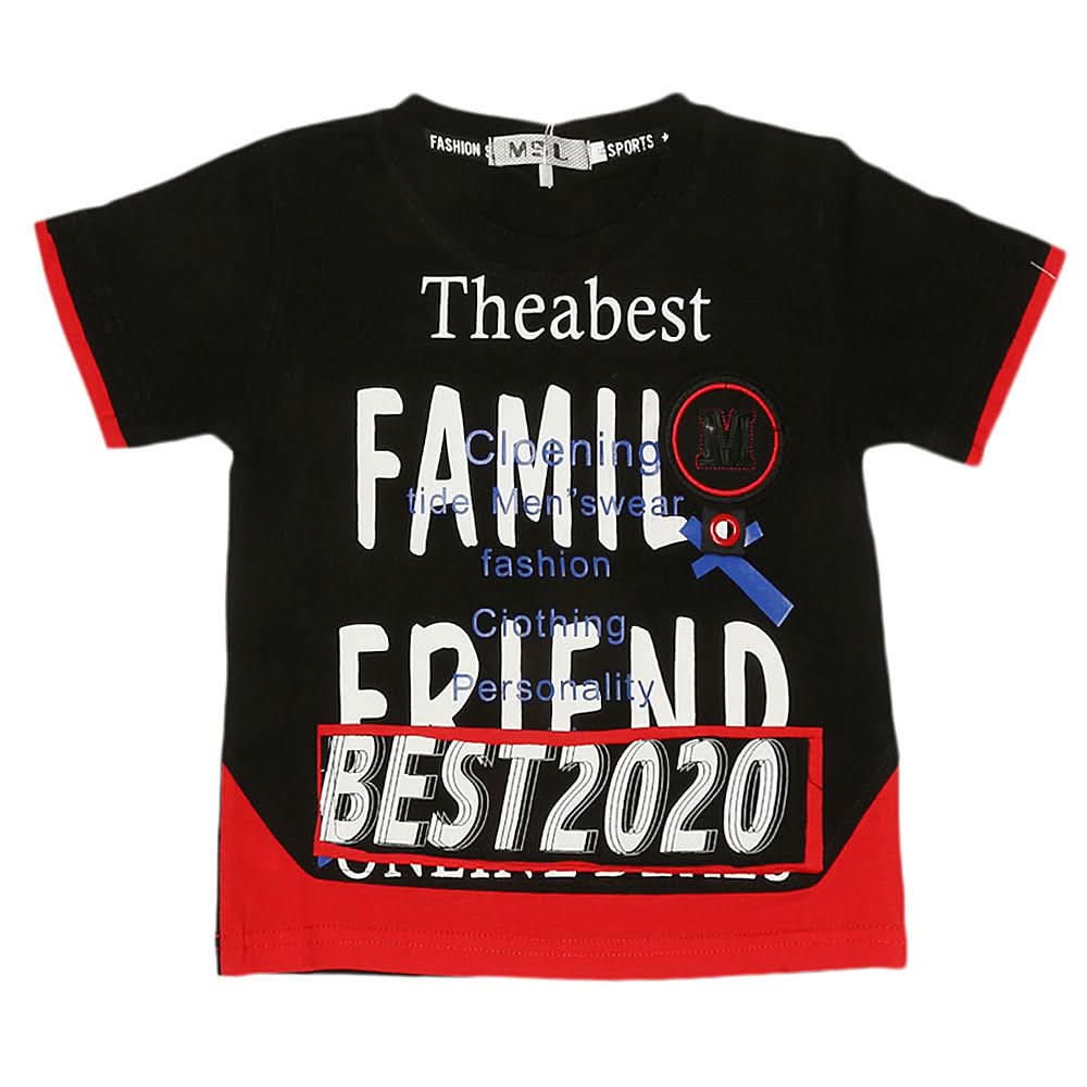 Boys Half Sleeves T-Shirt - Black, Kids, Boys T-Shirts, Chase Value, Chase Value