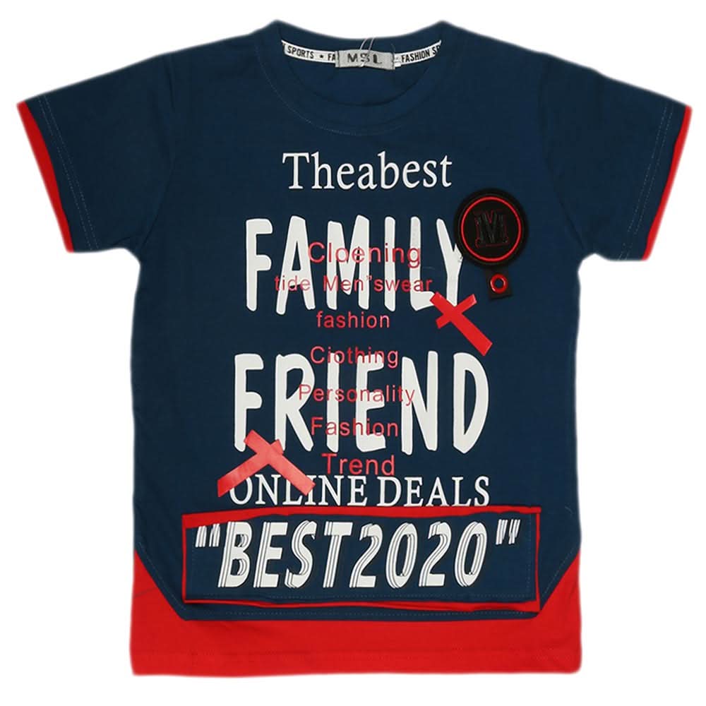Boys Half Sleeves T-Shirt - Steel Blue, Kids, Boys T-Shirts, Chase Value, Chase Value