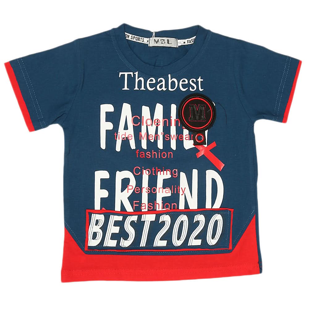 Boys Half Sleeves T-Shirt - Steel Blue, Kids, Boys T-Shirts, Chase Value, Chase Value