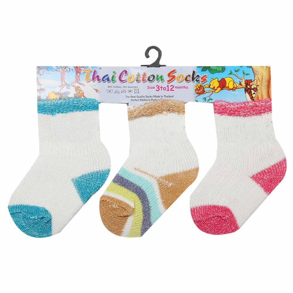 Newborn Socks Pack Of 3 - FF, Newborn Caps, Shoes & Socks, Chase Value, Chase Value
