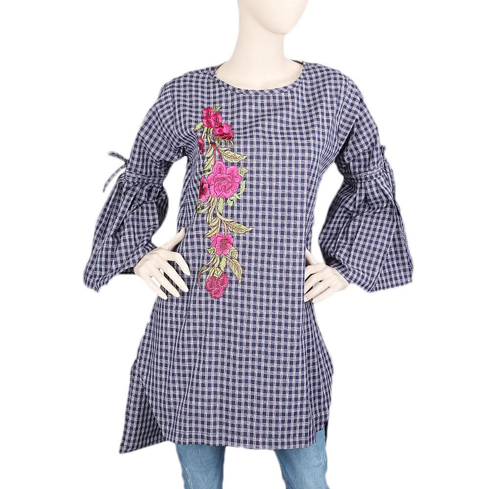 Women's Embroidered Kurti - Navy Blue, Women, Ready Kurtis, Chase Value, Chase Value