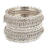 Girl's Fancy Bangles 6 Pcs - Silver - test-store-for-chase-value