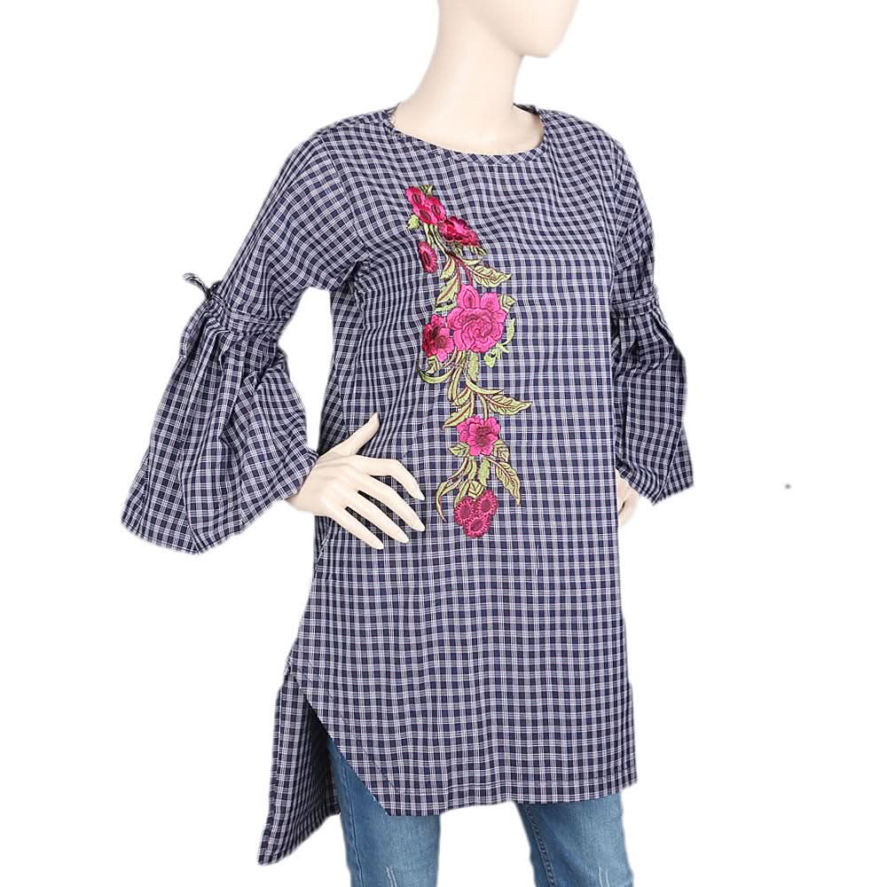 Women's Embroidered Kurti - Navy Blue, Women, Ready Kurtis, Chase Value, Chase Value