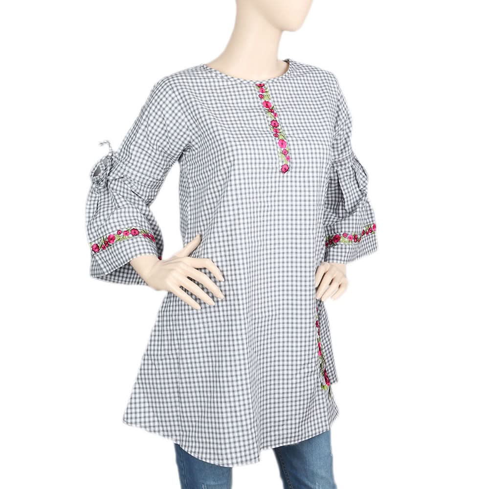 Women's Strip Cotton Kurti - Grey, Women, Ready Kurtis, Chase Value, Chase Value