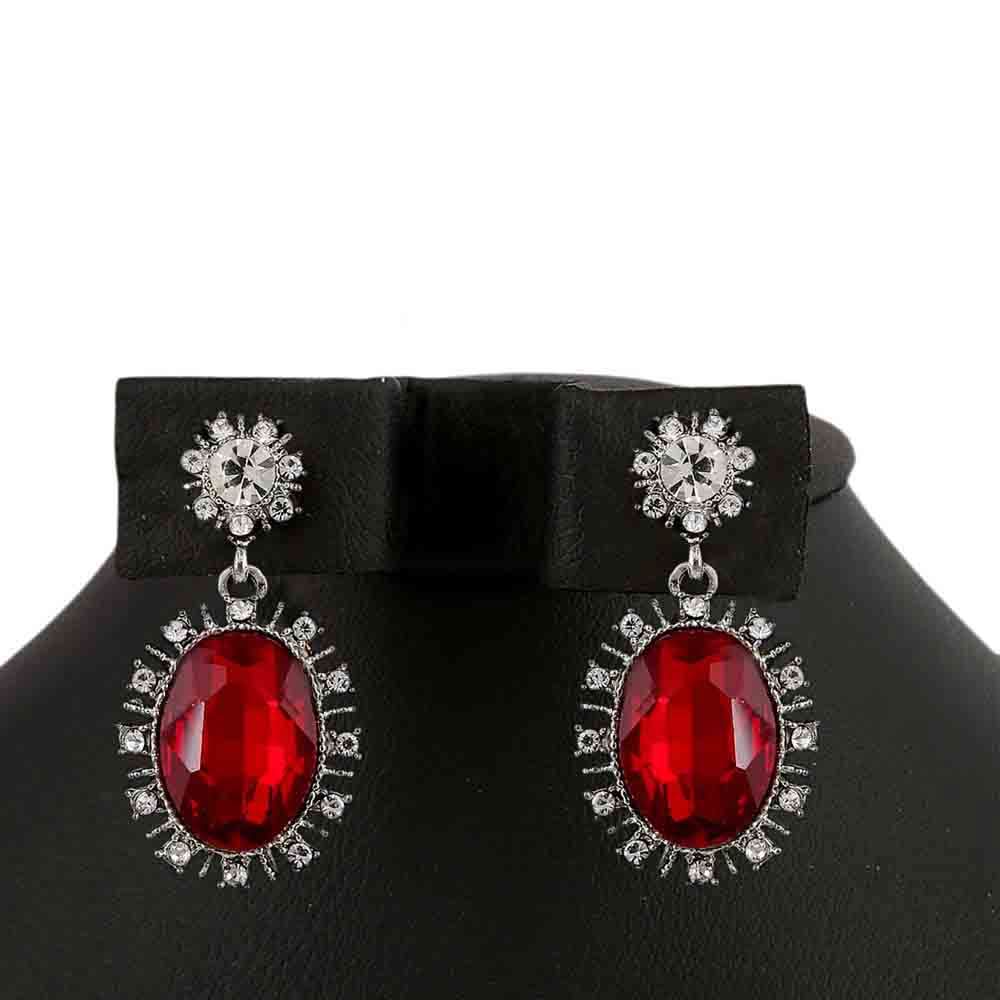 Women's Fancy Earrings - Silver Red, Jewellery, Chase Value, Chase Value
