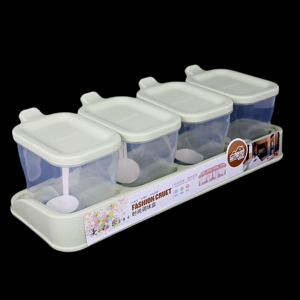 Spice Box 4 Pcs - Green, Crockery & Kitchenware, Chase Value, Chase Value