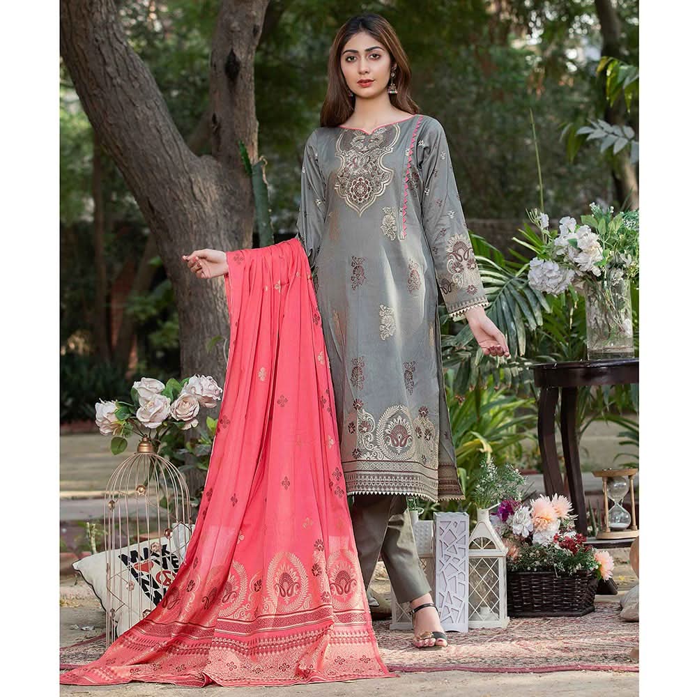 GUL E BAHAR Jacquard Banarsi Lawn 3 Pcs Un-Stitched Suit Vol 1 - 5, Women, 3Pcs Shalwar Suit, Rana Arts, Chase Value
