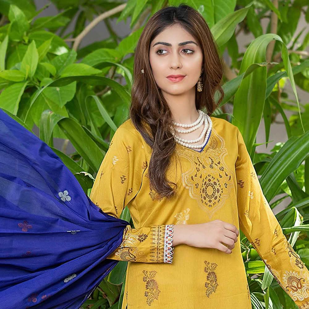 GUL E BAHAR Jacquard Banarsi Lawn 3 Pcs Un-Stitched Suit Vol 1 - 8, Women, 3Pcs Shalwar Suit, Rana Arts, Chase Value