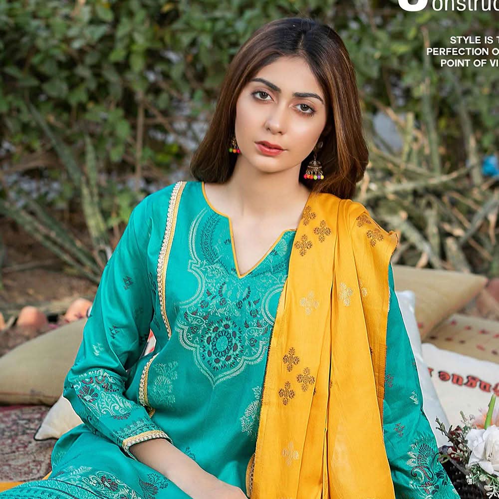 GUL E BAHAR Jacquard Banarsi Lawn 3 Pcs Un-Stitched Suit Vol 1 - 10, Women, 3Pcs Shalwar Suit, Rana Arts, Chase Value