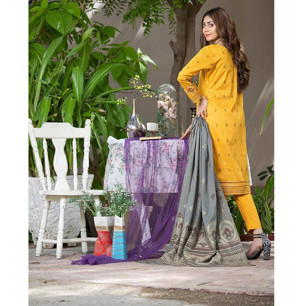 GUL E BAHAR Jacquard Banarsi Lawn 3 Pcs Un-Stitched Suit Vol 1 - 3, Women, 3Pcs Shalwar Suit, Rana Arts, Chase Value