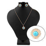 Women's Fancy Locket Set - Golden - Blue - test-store-for-chase-value