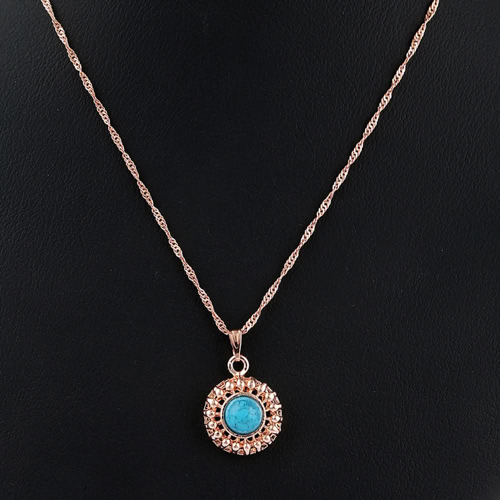 Women's Fancy Locket Set - Golden - Blue - test-store-for-chase-value