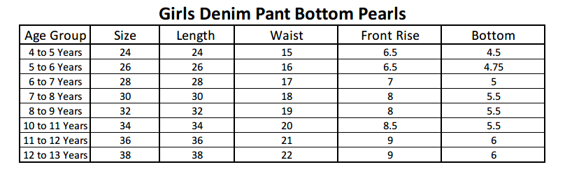 Girls Denim Pant Bottom Pearls - Blue, Kids, Girls Pants And Capri, Chase Value, Chase Value