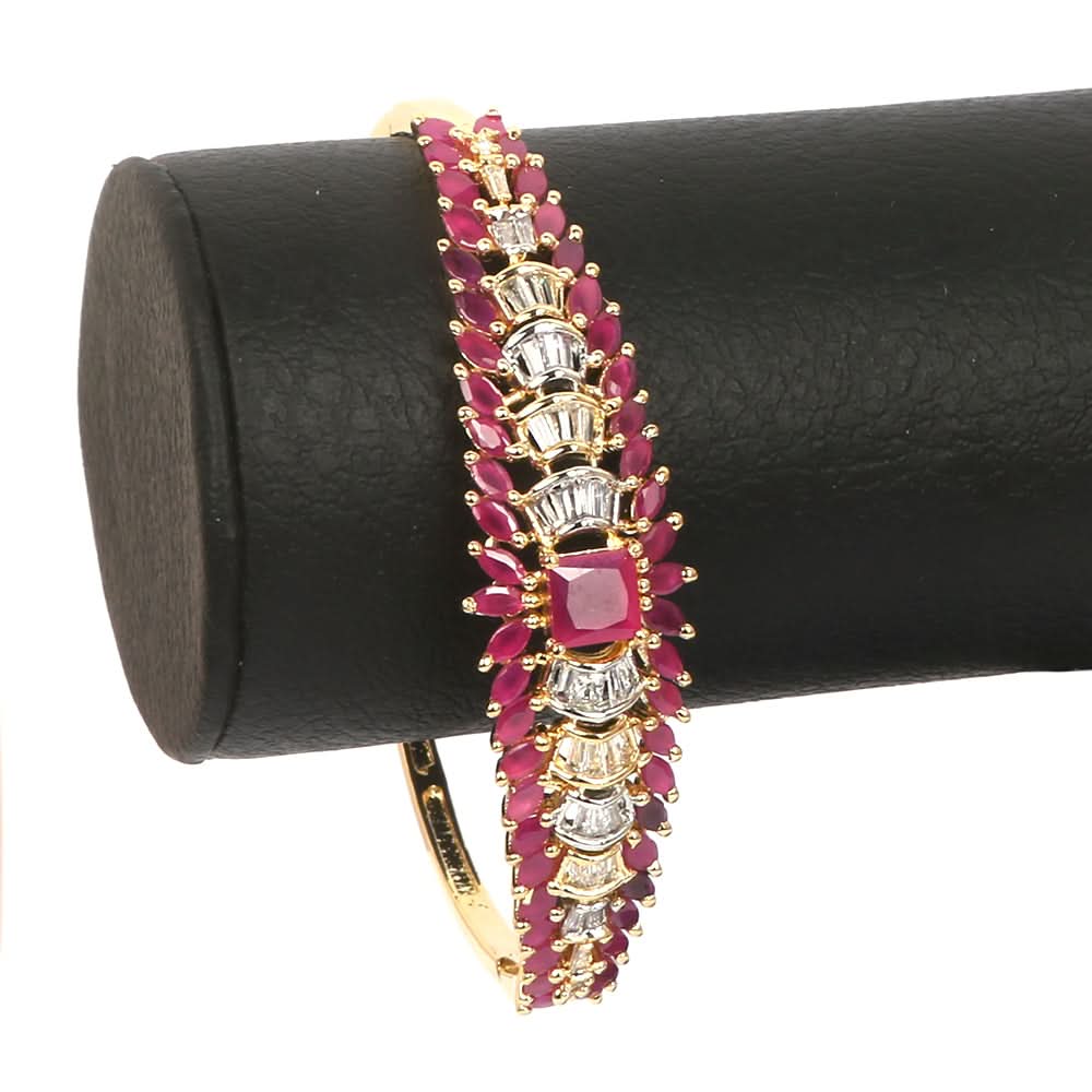 Women's American Diamond Kara Bracelet - Golden Maroon, Women, Bangles & Bracelets, Chase Value, Chase Value