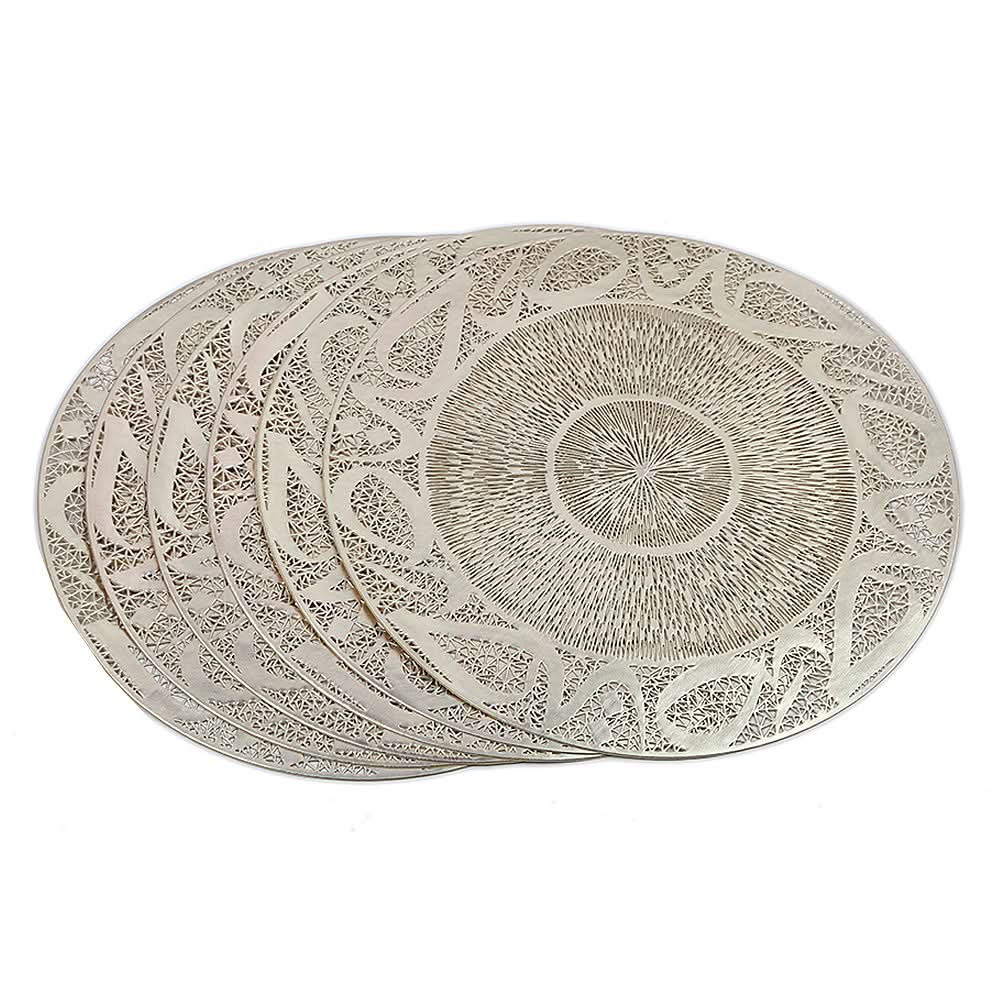 Table Mat Vinyl 6 Pcs Set - I - Golden, Home & Lifestyle, Mats, Chase Value, Chase Value