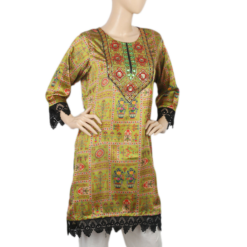 Women's Digital Printed Kurti - Green, Women, Ready Kurtis, Chase Value, Chase Value