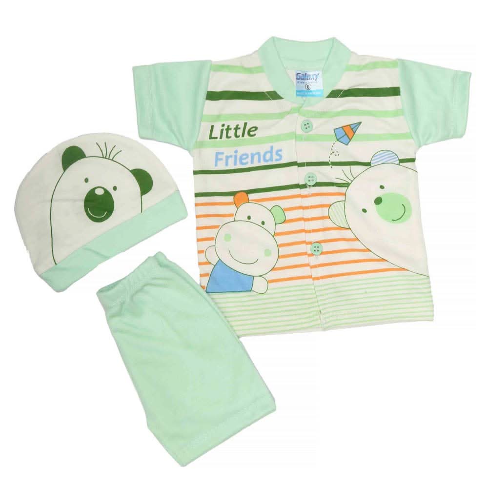 Newborn Unisex Suits 3Pcs - Green, Kids, NB Girls Sets And Suits, Chase Value, Chase Value