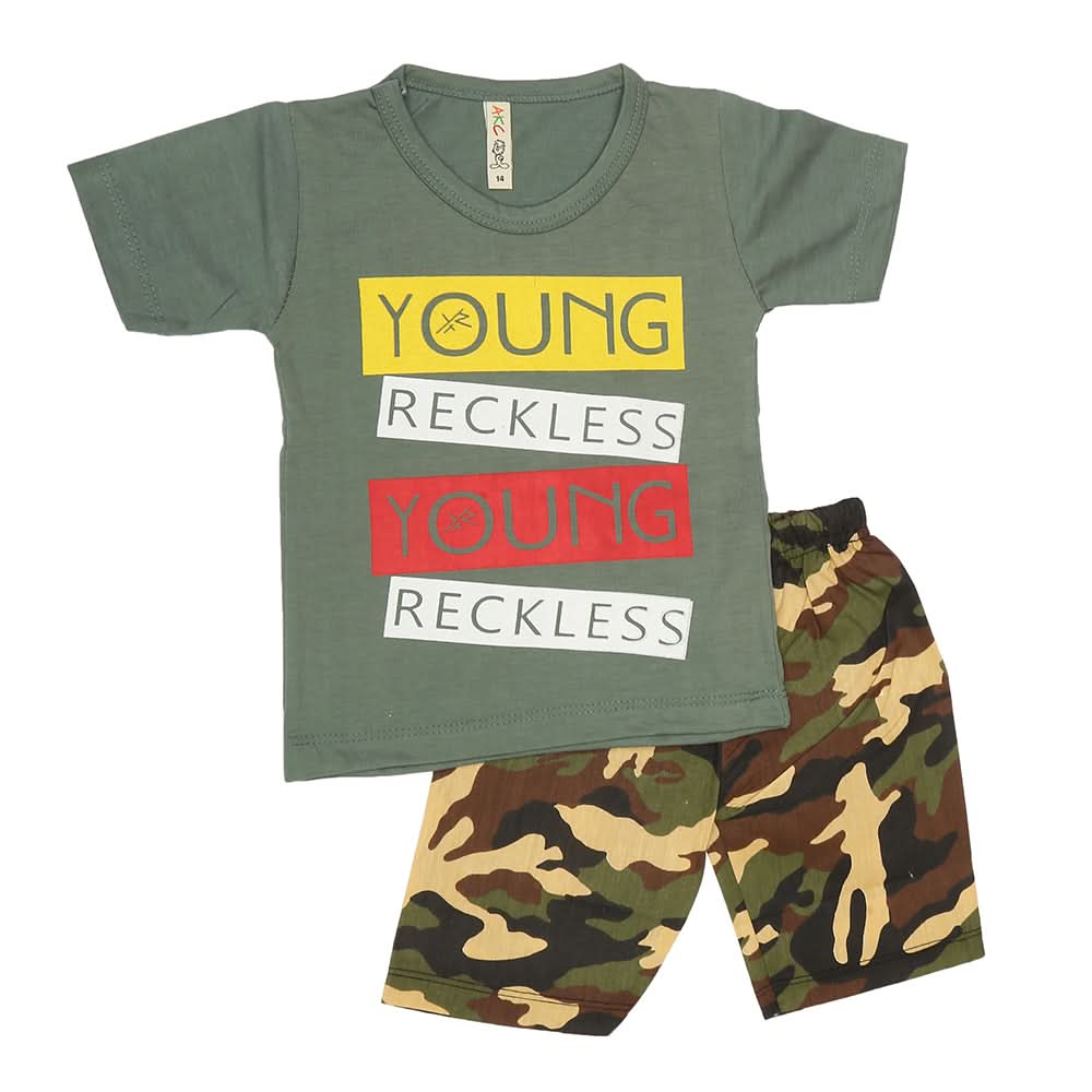 Boys 2 Pcs Suit Half Sleeves - Green, Kids, Boys Sets And Suits, Chase Value, Chase Value