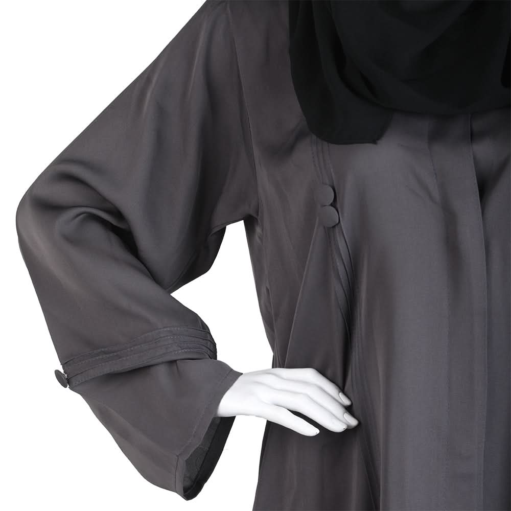 Women's Front Open Abaya - Grey, Women Abayas, Chase Value, Chase Value