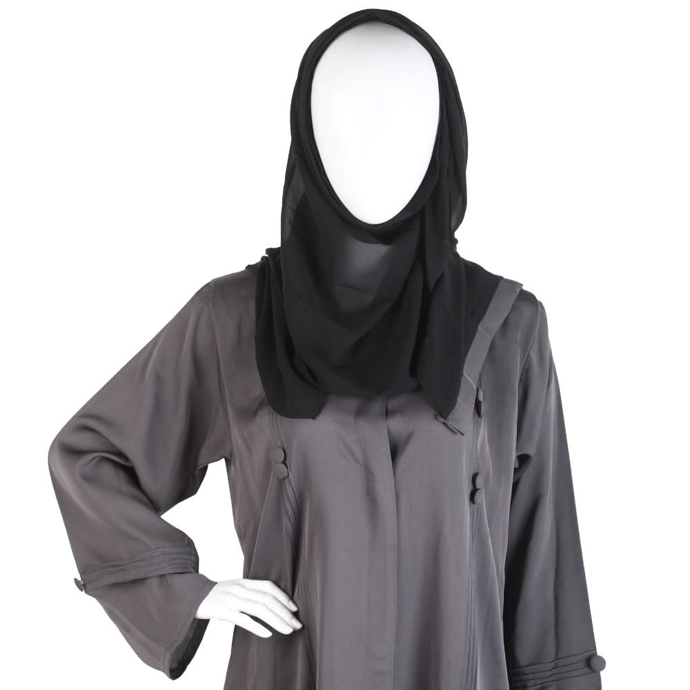 Women's Front Open Abaya - Grey, Women Abayas, Chase Value, Chase Value