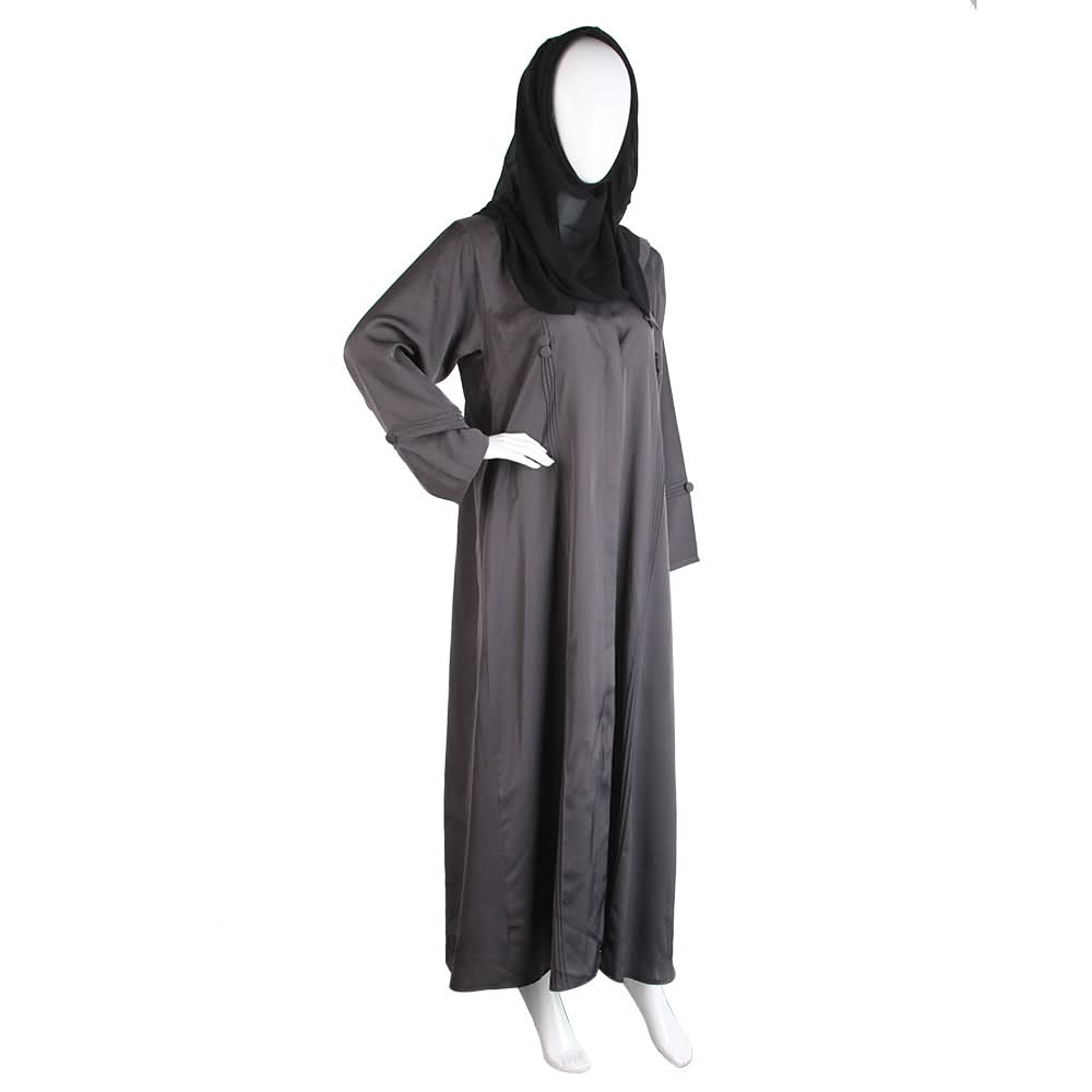 Women's Front Open Abaya - Grey, Women Abayas, Chase Value, Chase Value