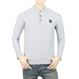 Men's Full Sleeves Round Neck Lycra Printed T-Shirt - Grey, Men, T-Shirts And Polos, Chase Value, Chase Value
