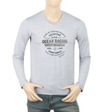 Men's Full Sleeves Round Neck Lycra Printed T-Shirt - Grey, Men, T-Shirts And Polos, Chase Value, Chase Value